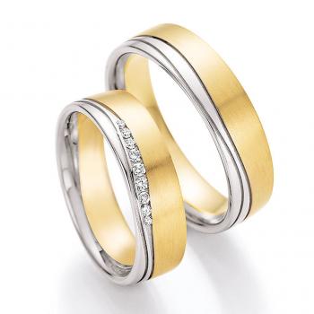 Nowotny-Collection Ruesch Trauringe Weiss-Gelbgold 66/45090-058 + 66/45100-058